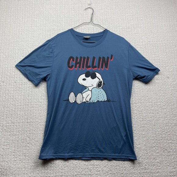 Peanuts Snoopy "Chillin" Graphic Sports Performance Gym T-Shirt Blue Men Sz M - Picture 1 of 16